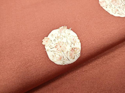 平和屋着物●九寸名古屋帯　手描き　花丸文　金彩　正絹　逸品　CABA1084hy