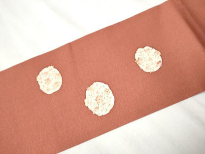 平和屋着物●九寸名古屋帯　手描き　花丸文　金彩　正絹　逸品　CABA1084hy