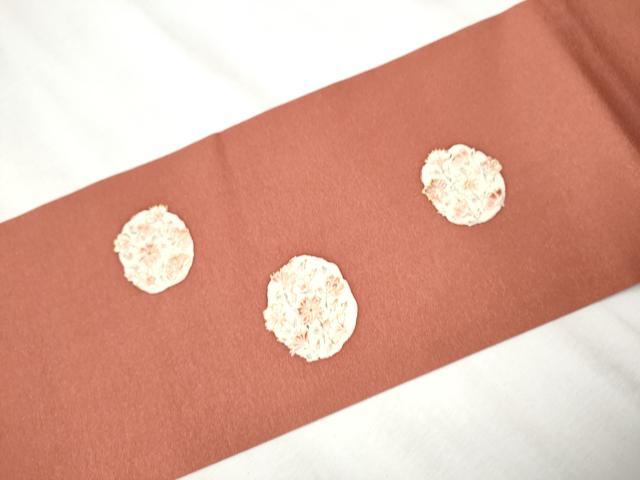 平和屋着物●九寸名古屋帯　手描き　花丸文　金彩　正絹　逸品　CABA1084hy