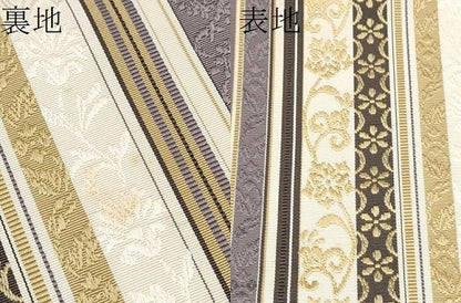 平和屋着物● 本場筑前博多織 伝統工芸士 岩瀬安正作 八寸名古屋帯 木附子染 草木染 瑞祥間道 証紙付き証紙付き 正絹 逸品 CABA1095hy