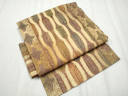 平和屋着物▽スリーシーズン 春夏秋 つけ帯 リボン織 立涌吉祥文 金糸 正絹 逸品 CABA1109hy