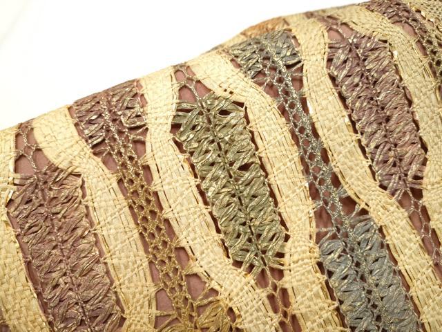 平和屋着物▽スリーシーズン 春夏秋 つけ帯 リボン織 立涌吉祥文 金糸 正絹 逸品 CABA1109hy