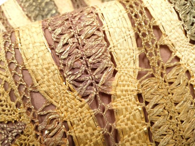 平和屋着物▽スリーシーズン 春夏秋 つけ帯 リボン織 立涌吉祥文 金糸 正絹 逸品 CABA1109hy