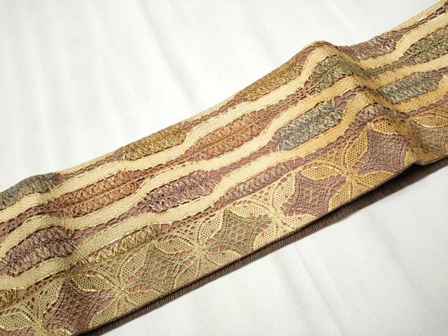 平和屋着物▽スリーシーズン 春夏秋 つけ帯 リボン織 立涌吉祥文 金糸 正絹 逸品 CABA1109hy