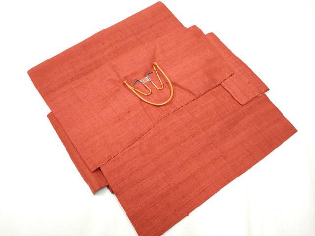 平和屋着物●つけ帯　紬地　赤紅色　正絹　逸品　CABA1122hy