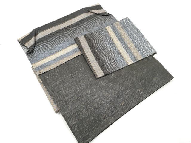 平和屋着物▽スリーシーズン 春夏秋 つけ帯 本泥染 横段文 やまと誂製 正絹 逸品 CABA1127hy