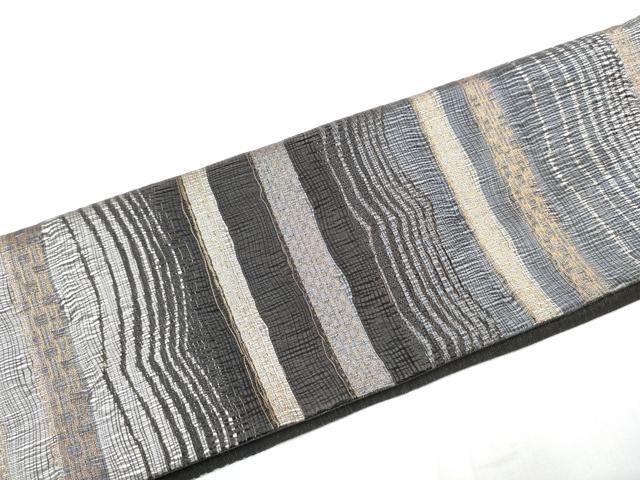 平和屋着物▽スリーシーズン 春夏秋 つけ帯 本泥染 横段文 やまと誂製 正絹 逸品 CABA1127hy