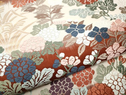 平和屋着物●六通柄袋帯 唐織 草花文 金糸 正絹 逸品 CABA1129hy