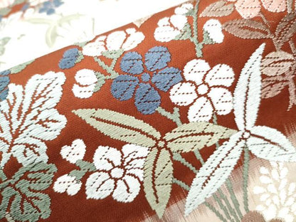 平和屋着物●六通柄袋帯 唐織 草花文 金糸 正絹 逸品 CABA1129hy