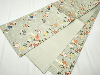 平和屋着物●六通柄袋帯　唐織　枝垂れ花文　金糸　正絹　逸品　CABA1131hy