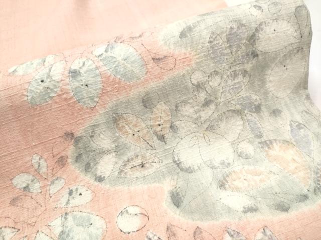 平和屋着物●太鼓柄袋帯　紬地　辻が花　正絹　逸品　CABA1143hy