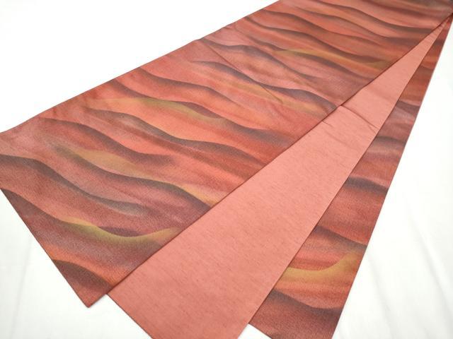 平和屋着物●全通柄袋帯 本場染大島紬地 霞文 正絹 逸品 CABA1153hy