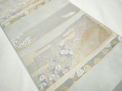 平和屋着物●六通柄袋帯　唐織　横段郷愁錦　金銀糸　正絹　逸品　CABA1156hy