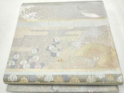 平和屋着物●六通柄袋帯　唐織　横段郷愁錦　金銀糸　正絹　逸品　CABA1156hy