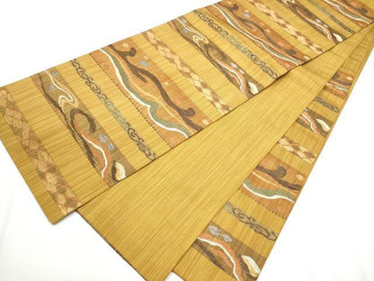 平和屋着物●六通柄袋帯 立波文 金糸 正絹 逸品 CABA1164hy