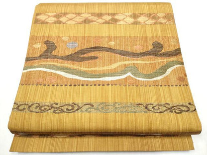 平和屋着物●六通柄袋帯 立波文 金糸 正絹 逸品 CABA1164hy