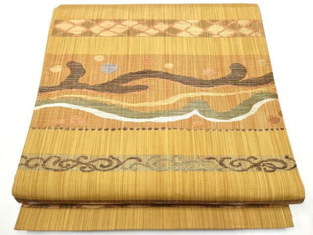 平和屋着物●六通柄袋帯 立波文 金糸 正絹 逸品 CABA1164hy