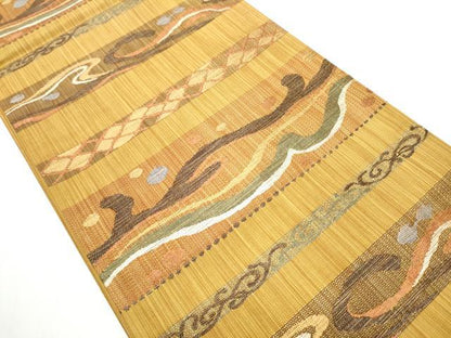 平和屋着物●六通柄袋帯 立波文 金糸 正絹 逸品 CABA1164hy