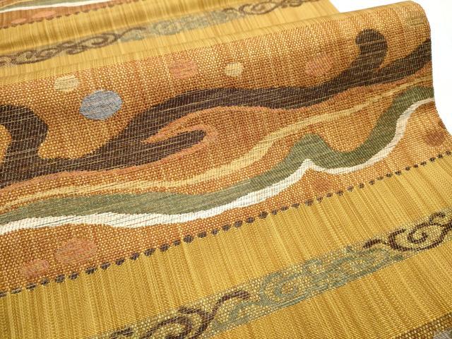 平和屋着物●六通柄袋帯 立波文 金糸 正絹 逸品 CABA1164hy