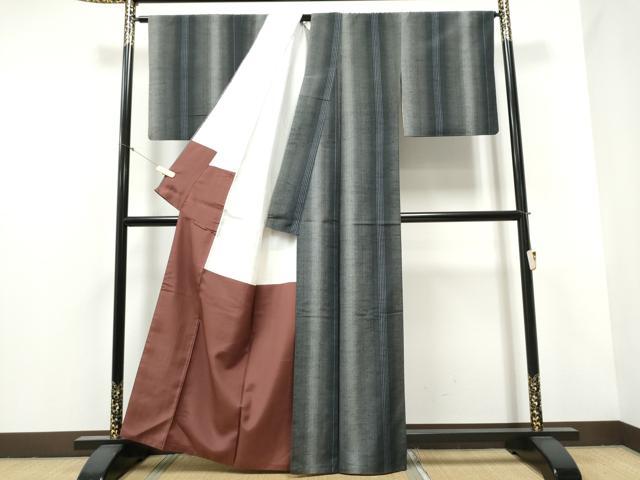 平和屋着物●上質な紬　間道　正絹　逸品　CABA1172hy