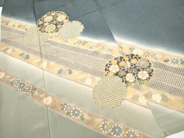 平和屋着物●訪問着 雪輪花唐草文 暈し染め 金彩 鬼しぼ縮緬 正絹 逸品 CABA1178hy