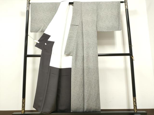 平和屋着物●江戸小紋 変わり万筋 白鼠色×黒色 正絹 逸品 CABA1190hy