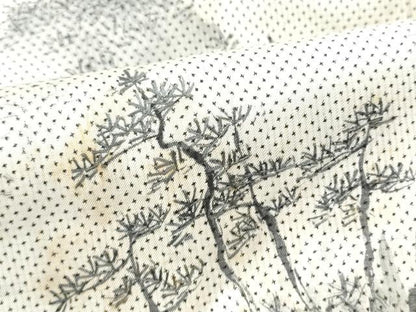 平和屋着物●訪問着 本場大島紬 白大島 7マルキ 手描き 遠山風景文 胴抜き仕立て 正絹 逸品 CABA1192hy