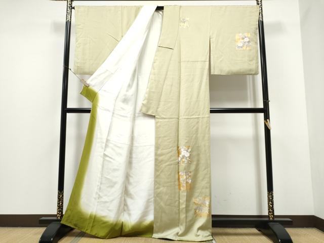 平和屋着物●訪問着　色紙草花文　金彩　正絹　逸品　CABA1193hy