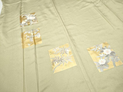 平和屋着物●訪問着　色紙草花文　金彩　正絹　逸品　CABA1193hy