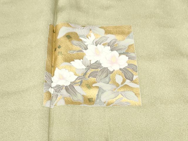 平和屋着物●訪問着　色紙草花文　金彩　正絹　逸品　CABA1193hy