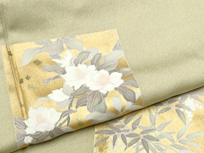 平和屋着物●訪問着　色紙草花文　金彩　正絹　逸品　CABA1193hy