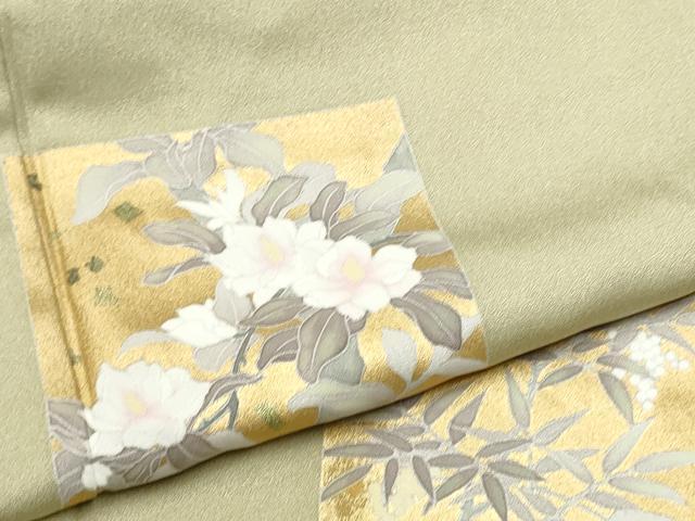 平和屋着物●訪問着　色紙草花文　金彩　正絹　逸品　CABA1193hy