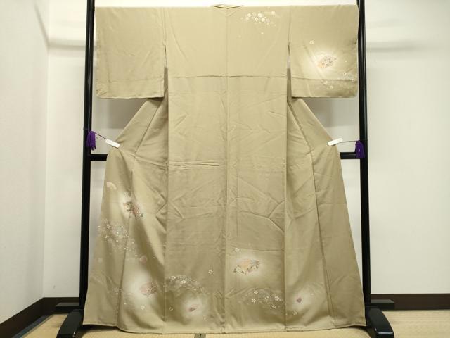 平和屋着物●訪問着 地紙重ね花文 蛍暈し 金銀彩 正絹 逸品 未使用 CABA1207gh