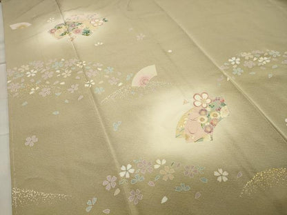 平和屋着物●訪問着 地紙重ね花文 蛍暈し 金銀彩 正絹 逸品 未使用 CABA1207gh