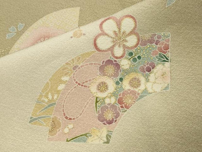 平和屋着物●訪問着 地紙重ね花文 蛍暈し 金銀彩 正絹 逸品 未使用 CABA1207gh