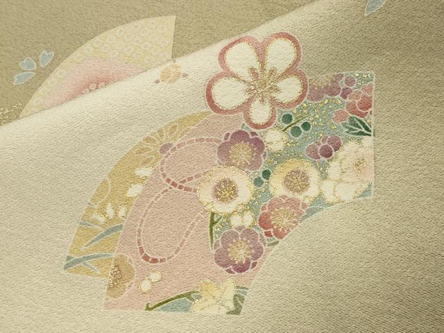 平和屋着物●訪問着 地紙重ね花文 蛍暈し 金銀彩 正絹 逸品 未使用 CABA1207gh