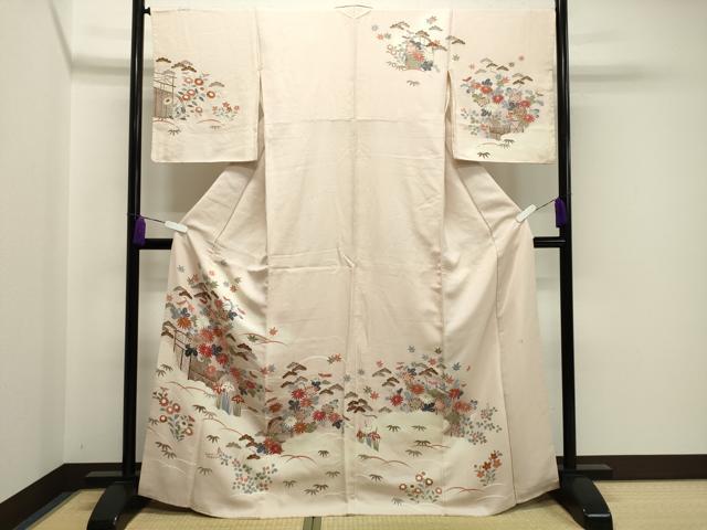 平和屋着物●訪問着　作家物　籬松竹花文　暈し染め　金彩　正絹　逸品　CABA1209gh