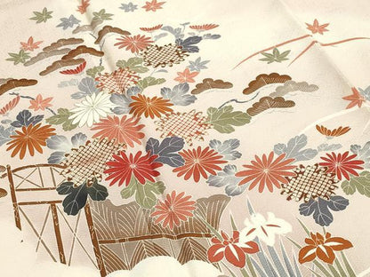 平和屋着物●訪問着　作家物　籬松竹花文　暈し染め　金彩　正絹　逸品　CABA1209gh