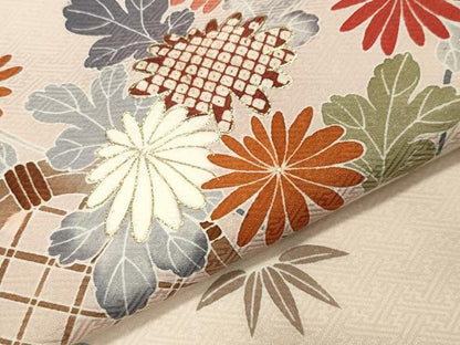平和屋着物●訪問着　作家物　籬松竹花文　暈し染め　金彩　正絹　逸品　CABA1209gh