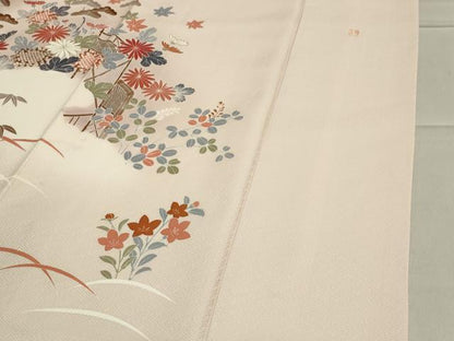 平和屋着物●訪問着　作家物　籬松竹花文　暈し染め　金彩　正絹　逸品　CABA1209gh