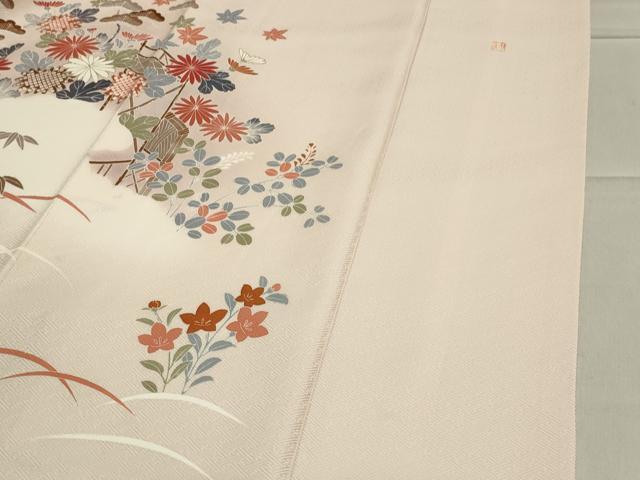 平和屋着物●訪問着　作家物　籬松竹花文　暈し染め　金彩　正絹　逸品　CABA1209gh