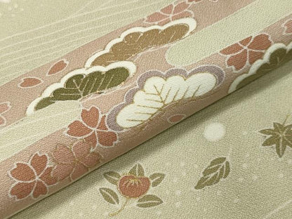 平和屋着物●訪問着　駒刺繍　立波エ霞花文　金彩　正絹　逸品　CABA1214gh