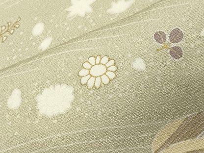 平和屋着物●訪問着　駒刺繍　立波エ霞花文　金彩　正絹　逸品　CABA1214gh
