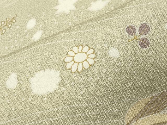 平和屋着物●訪問着　駒刺繍　立波エ霞花文　金彩　正絹　逸品　CABA1214gh