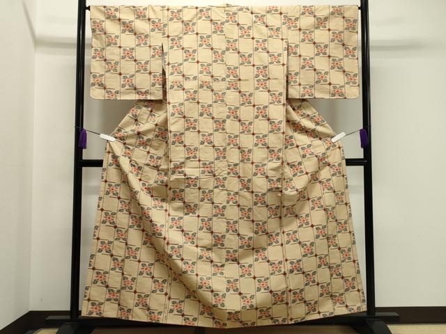 平和屋着物●上質な紬　椿 　正絹　逸品　未使用　CABA1222gh