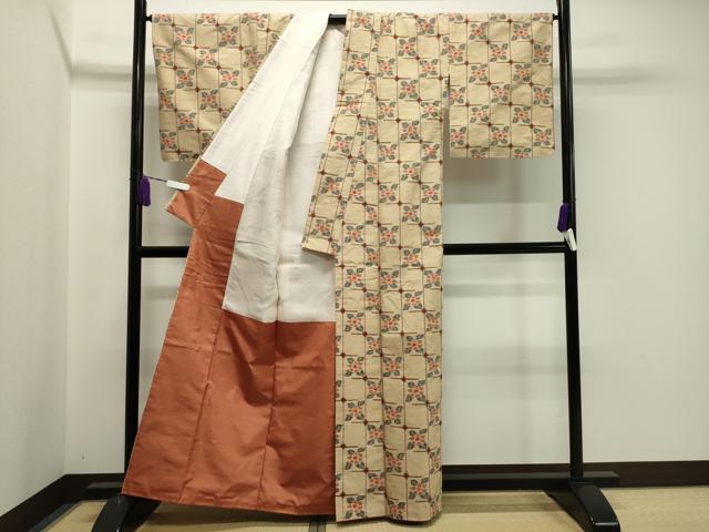 平和屋着物●上質な紬　椿 　正絹　逸品　未使用　CABA1222gh