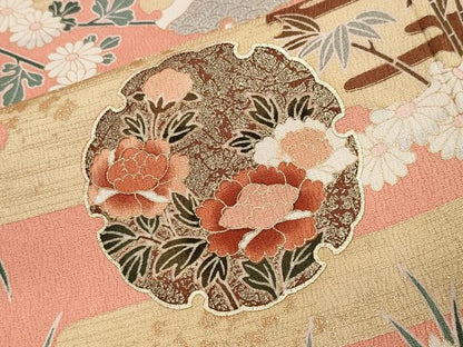 平和屋着物●訪問着　雪輪重ね花文　金彩　正絹　逸品　CABA1227gh