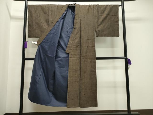 平和屋着物●男性　紬　アンサンブル　霞文　涅色　正絹　逸品　未使用　CABA1236gh