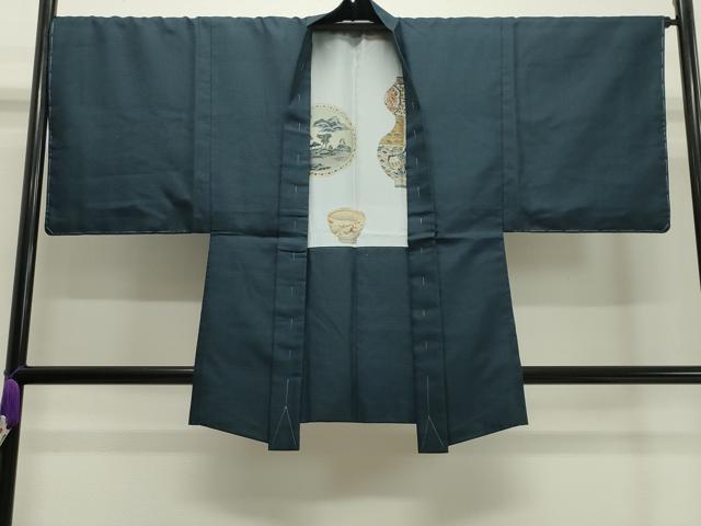 平和屋着物●男性　紬　アンサンブル　100亀甲　総詰め　正絹　逸品　未使用　CABA1237gh