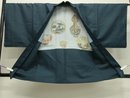 平和屋着物●男性　紬　アンサンブル　100亀甲　総詰め　正絹　逸品　未使用　CABA1237gh